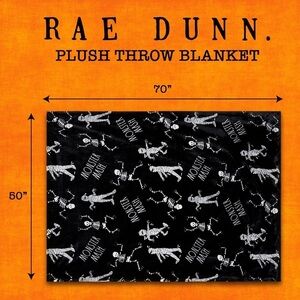 NWT Rae Dunn Halloween Soft Plush Blanket/Throw Mummy/Skeleton MONSTER MASH